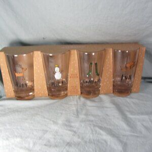 18 oz winter Rae Dunn highball glasses NIB (w2664)